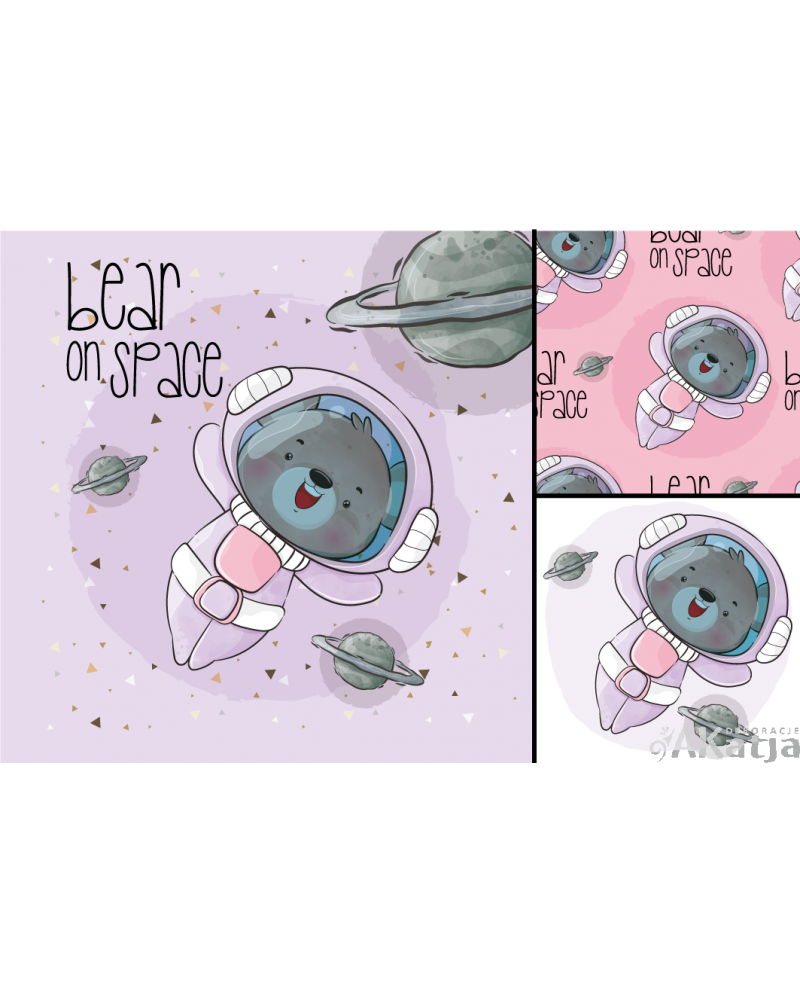 Tapeta lub okleina z kolorowym wzorem Miś kosmonauta2