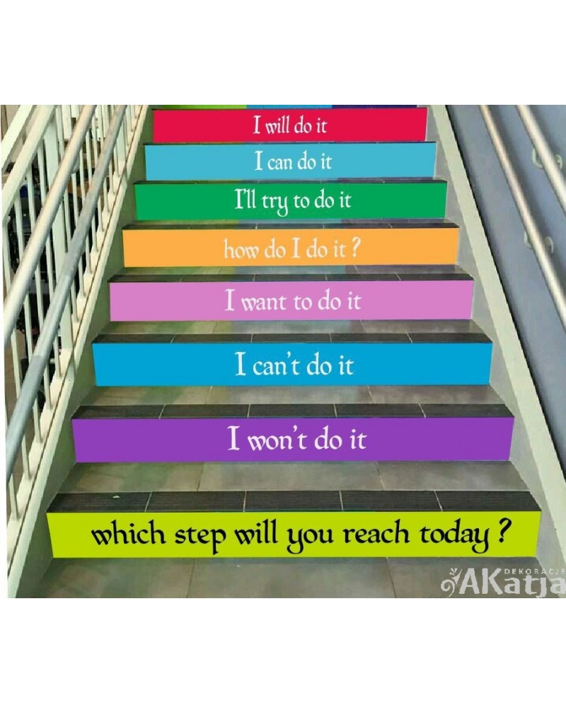 Which step will you rich today? - zestaw naklejek na schody