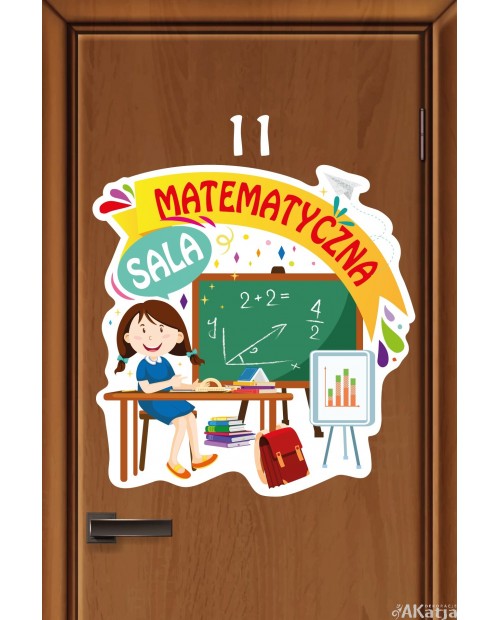Kolorowa naklejka na drzwi: Sala Matematyczna