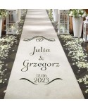 Naklejka na dywan ślubny z imionami i datą