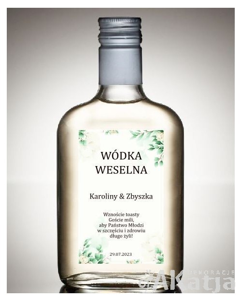 Etykieta na Alkohol Weselny - Listki
