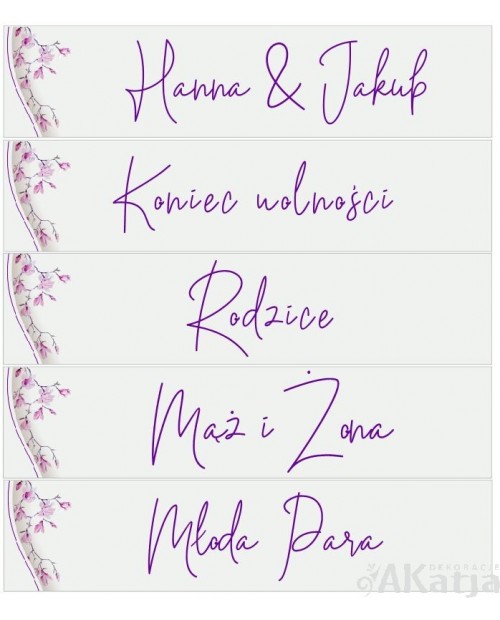 Ślubna Tablica Rejestracyjna - Różowe Magnolie 2 sztuki