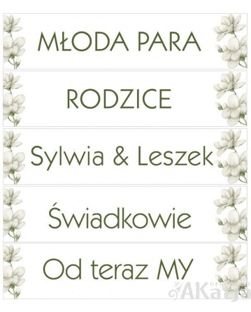 Ślubna Tablica Rejestracyjna - Duży biały kwiat 2 sztuki