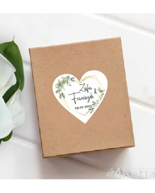 Mini Etykiety z Podziękowaniem Serduszka- Białe Kwiaty Wśród Liści