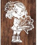 Dziewczynka z kwiatami- wycinanka z kartonu