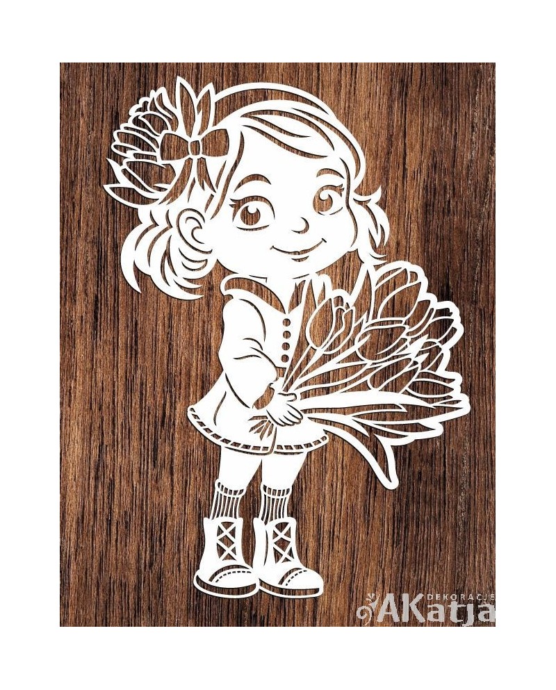 Dziewczynka z kwiatami- wycinanka z kartonu