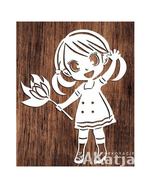 Dziewczynka z kwiatem- wycinanka z kartonu