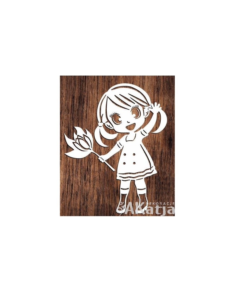 Dziewczynka z kwiatem- wycinanka z kartonu