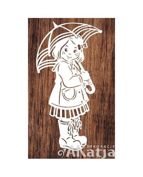 Dziewczynka pod parasolem - wycinanka z kartonu