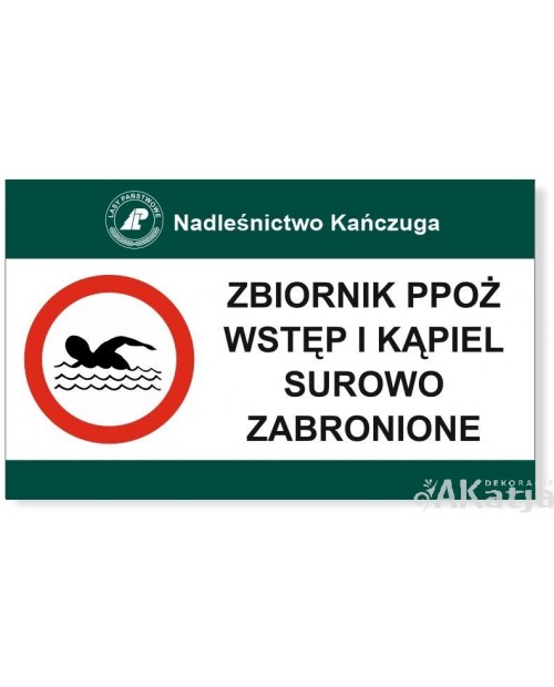 Tabliczka Zbiornik ppoż wstęp i kąpiel zabronione