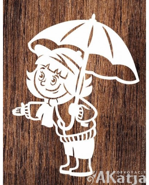 Dziewczynka pod parasolem- wycinanka z kartonu