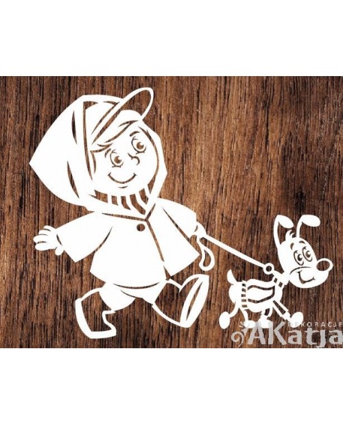 Chłopiec z psem- wycinanka z kartonu