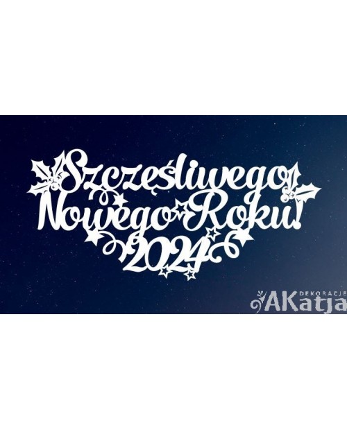 Napis: Szczęśliwego Nowego Roku- wycinanka z kartonu