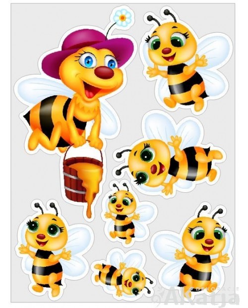 Pszczółki - zestaw naklejek do sali