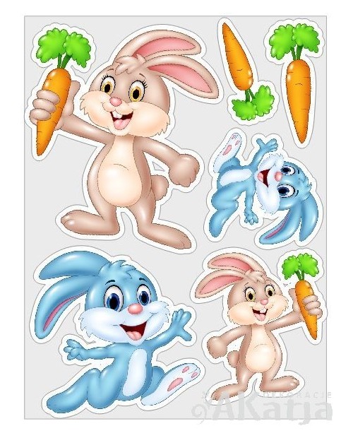 Zajączki - zestaw naklejek do sali