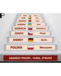 Naklejki na schody: Sąsiedzi Polski, flagi, stolice