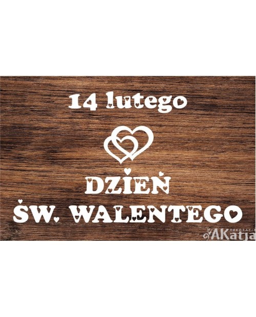 Napis 14 lutego Walentynki - wycinanka z kartonu