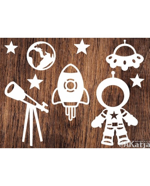 Zestaw: kosmos- wycinanka z kartonu
