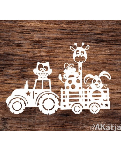 Zwierzątka na traktorze- wycinanka z kartonu