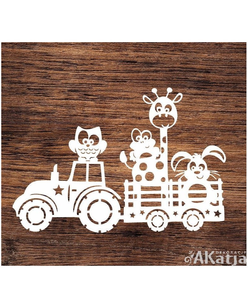 Zwierzątka na traktorze- wycinanka z kartonu