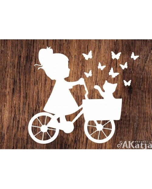 Dziewczynka na rowerze- wycinanka z kartonu