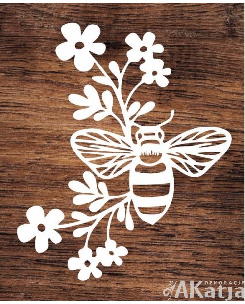 Pszczoła z kwiatami- wycinanka z kartonu