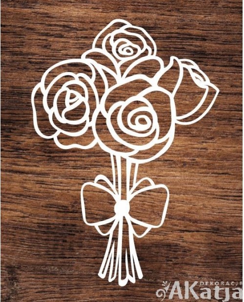Bukiet róż z kokardą- wycinanka z kartonu