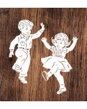 Postać chłopca i dziewczynki- wycinanka z kartonu