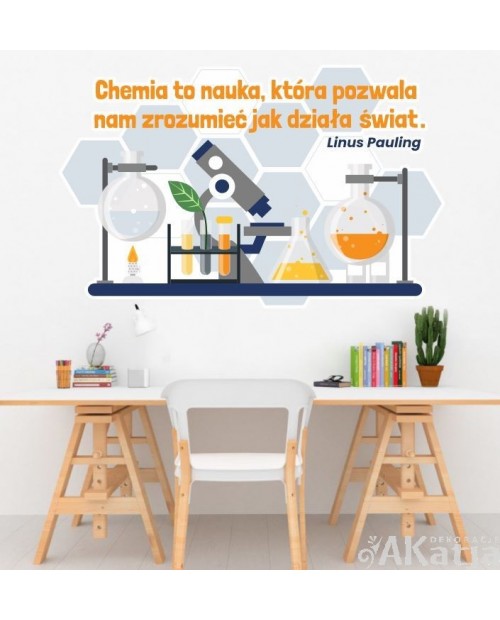 Naklejka na ścianę z cytatem do sali chemicznej