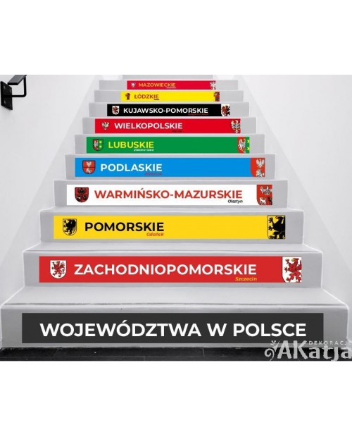 Naklejki na schody: Województwa w Polsce