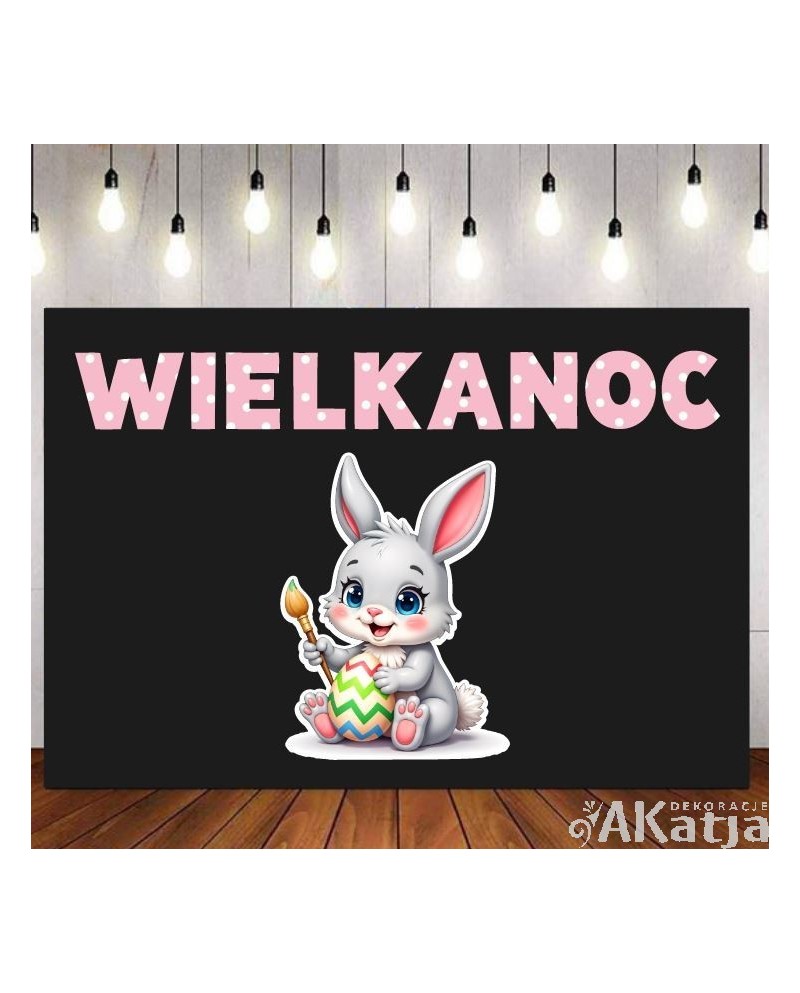 Napis wielkanoc i zajączek- dekoracje do gazetek szkolnych
