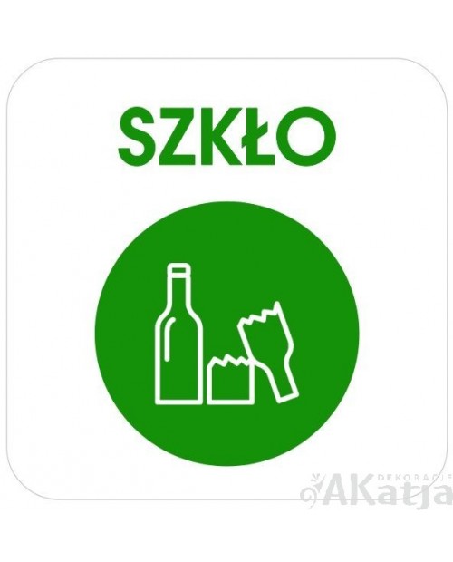 Naklejka na kosz do segregacji odpadów: SZKŁO 10x10cm