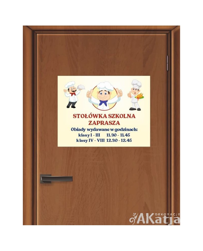 Stołówka Szkolna Zaprasza- godziny otwarcia- naklejka