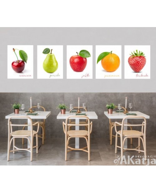 Zestaw 5 naklejek: Owoce- naklejki na ścianę