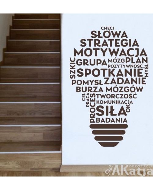 Naklejka na ścianę: Inspirujące hasła w formie żarówki