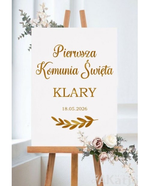 Naklejka okazjonalna: Pierwsza Komunia Święta: listek