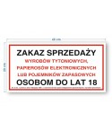 Tabliczka Zakaz Sprzedaży Wyrobów Tytoniowych