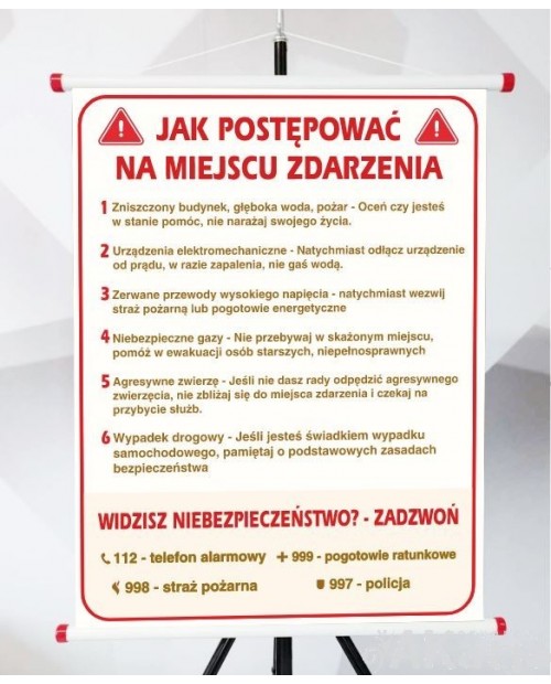 Plansza- Jak postępować na miejscu zdarzenia