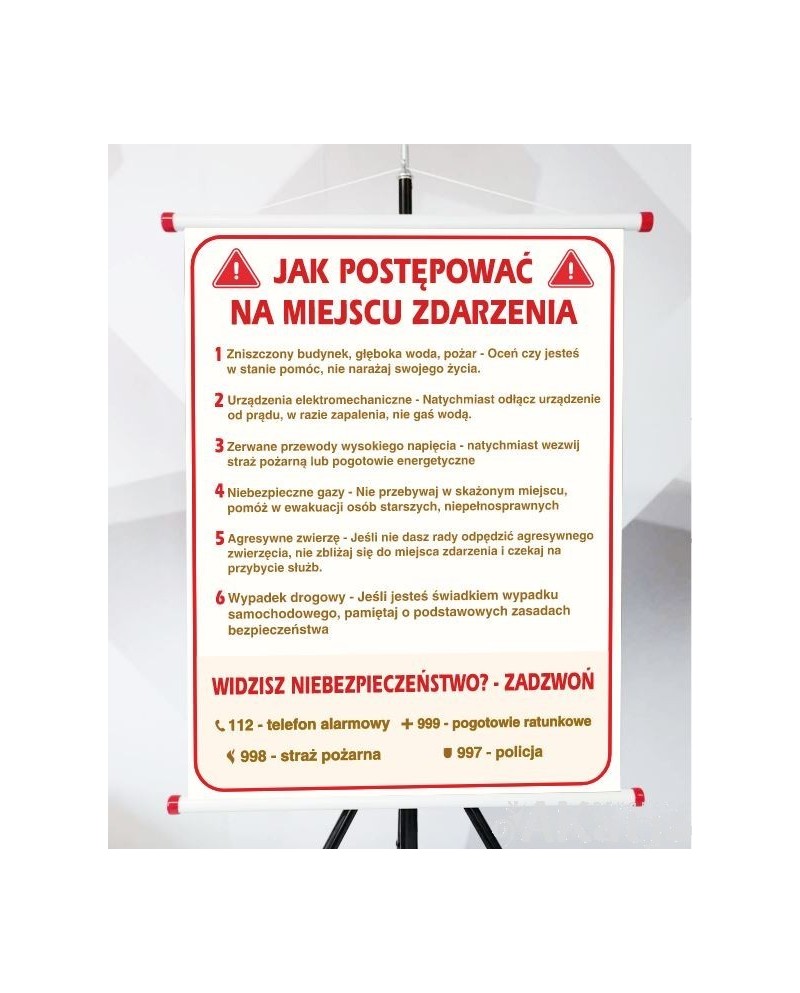 Plansza- Jak postępować na miejscu zdarzenia