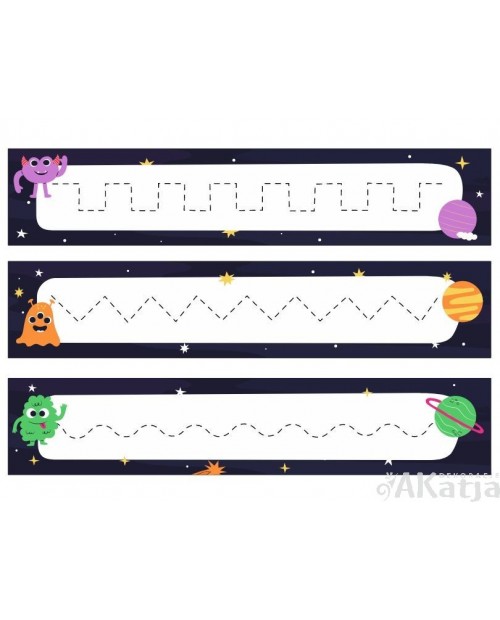 Grafomotoryka szlaczki: zestaw kosmos- naklejka na ścianę