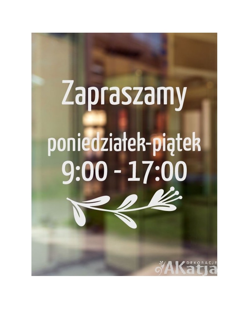 Naklejka mrożone szkło: Godziny otwarcia Kwiat