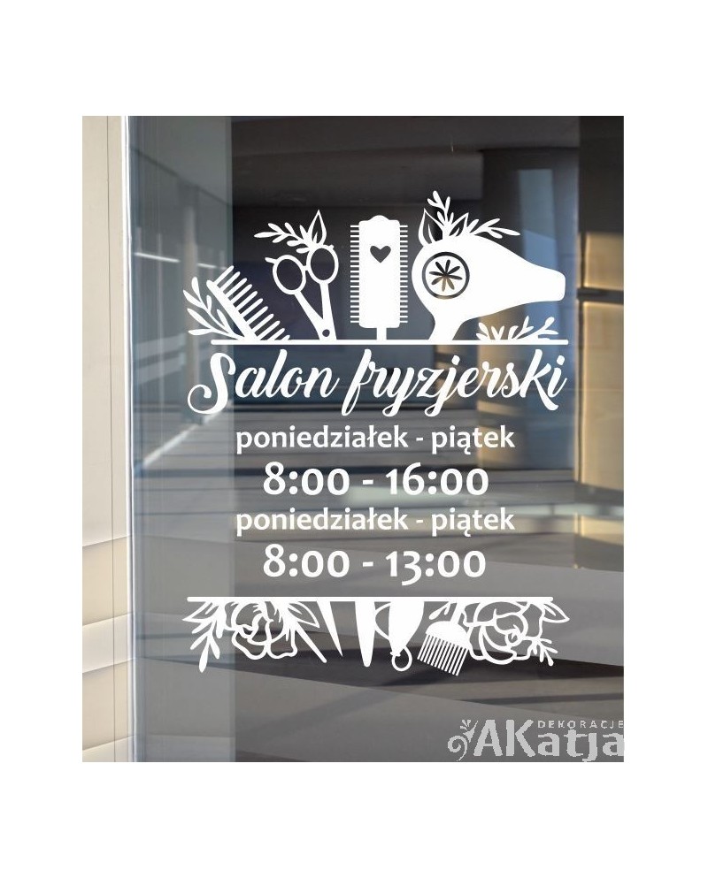 Naklejka z godzinami otwarcia: Salon fryzjerski