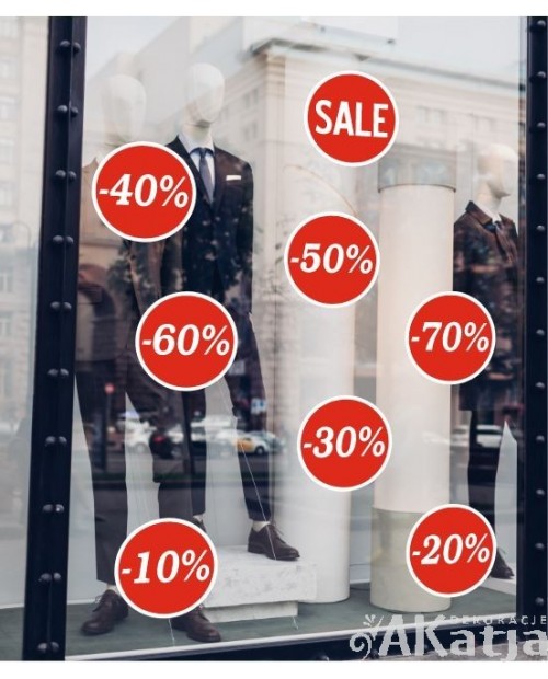 Zestaw 8 naklejek: Sale, wielkości wyprzedaży
