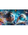 Dziewczynka z ziemią i planetami i książką