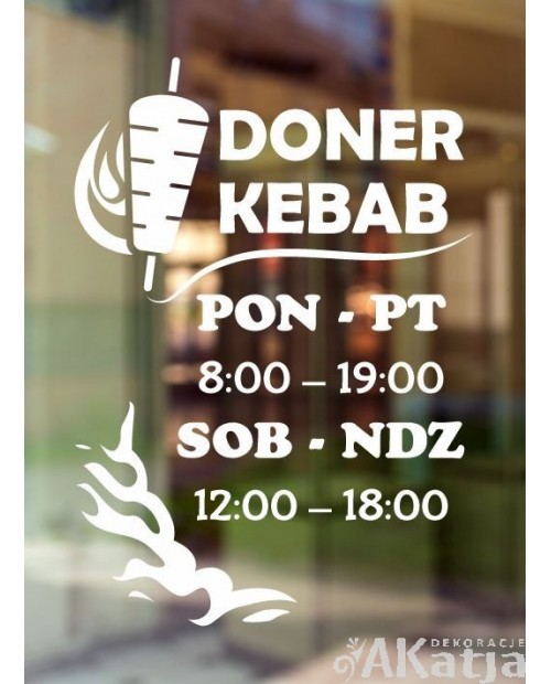 Naklejka z godzinami otwarcia: Doner kebab