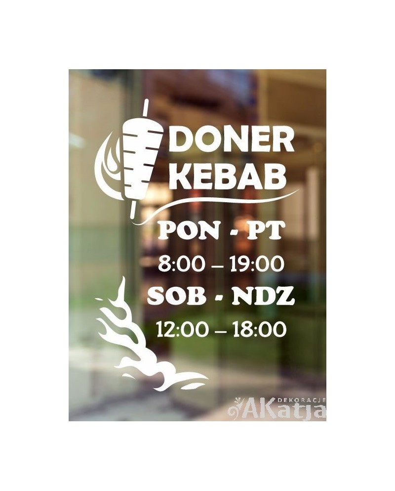 Naklejka z godzinami otwarcia: Doner kebab