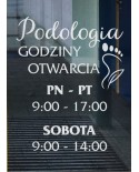 Naklejka mrożone szkło: Godziny otwarcia Podologia