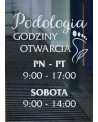 Naklejka mrożone szkło: Godziny otwarcia Podologia