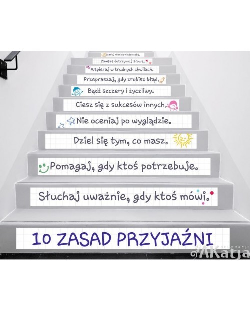 Naklejki na schody: 10 zasad przyjaźni