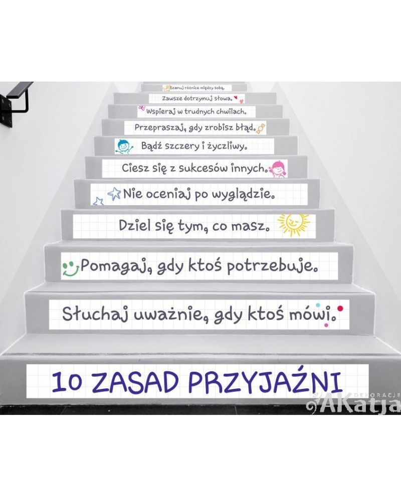 Naklejki na schody: 10 zasad przyjaźni